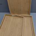 Bamboo Serving Tray with Handles Set of 3 - Decorative Wooden Trays for Eating, Working, and Storing, Suitable for Use in Bedroom, Living Room, Kitchen, Bathroom, Outdoor Scenarios and More