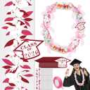 Junkin 24 Set Candy Lei Tubing Graduation Money Lei Making Kit Class of 2026 Hawaiian Congrats Grad Long Ribbons Dessert Filler for Party Graduate Gifts(Red)