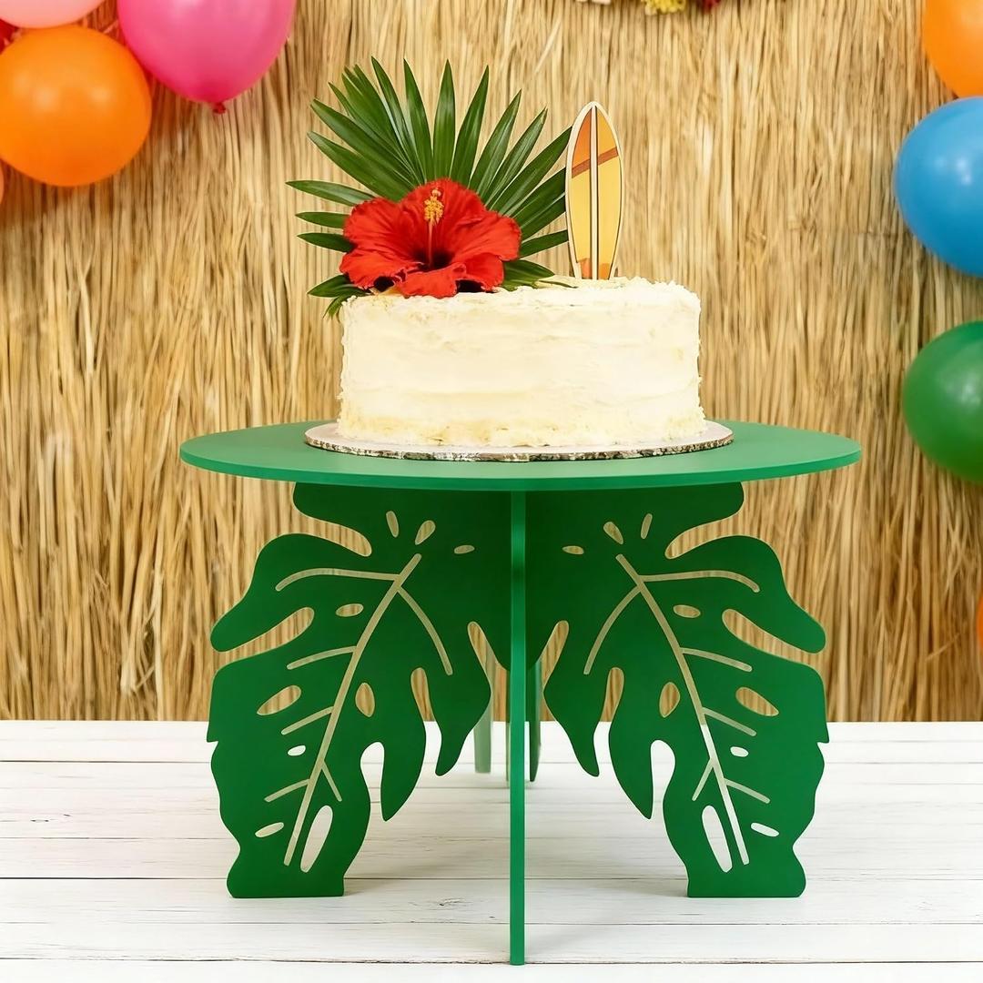 Lallisa 12" Palm Tropical Cake Stand for Hawaiian Party Cupcake Stand Jungle Luau Decorations Hawaiian Cupcake Holder for Tropical Themed Safari Zoo Birthday Party Favor Supplies