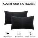 2 x MIULEE Outdoor Waterproof Throw Pillow Covers Decorative Farmhouse Water Resistant Cushion Covers for Tent Patio Garden Couch Sofa Pack of 2, 12x20 Inch Black