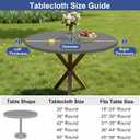 Homing Round Elastic Fitted Tablecloth, Water-Resistant Fabric Tablecloths for 36"-44" Tables, Washable Polyester Table Cover for Picnic, Caming, Dinner, Indoor & Outdoor, Grey