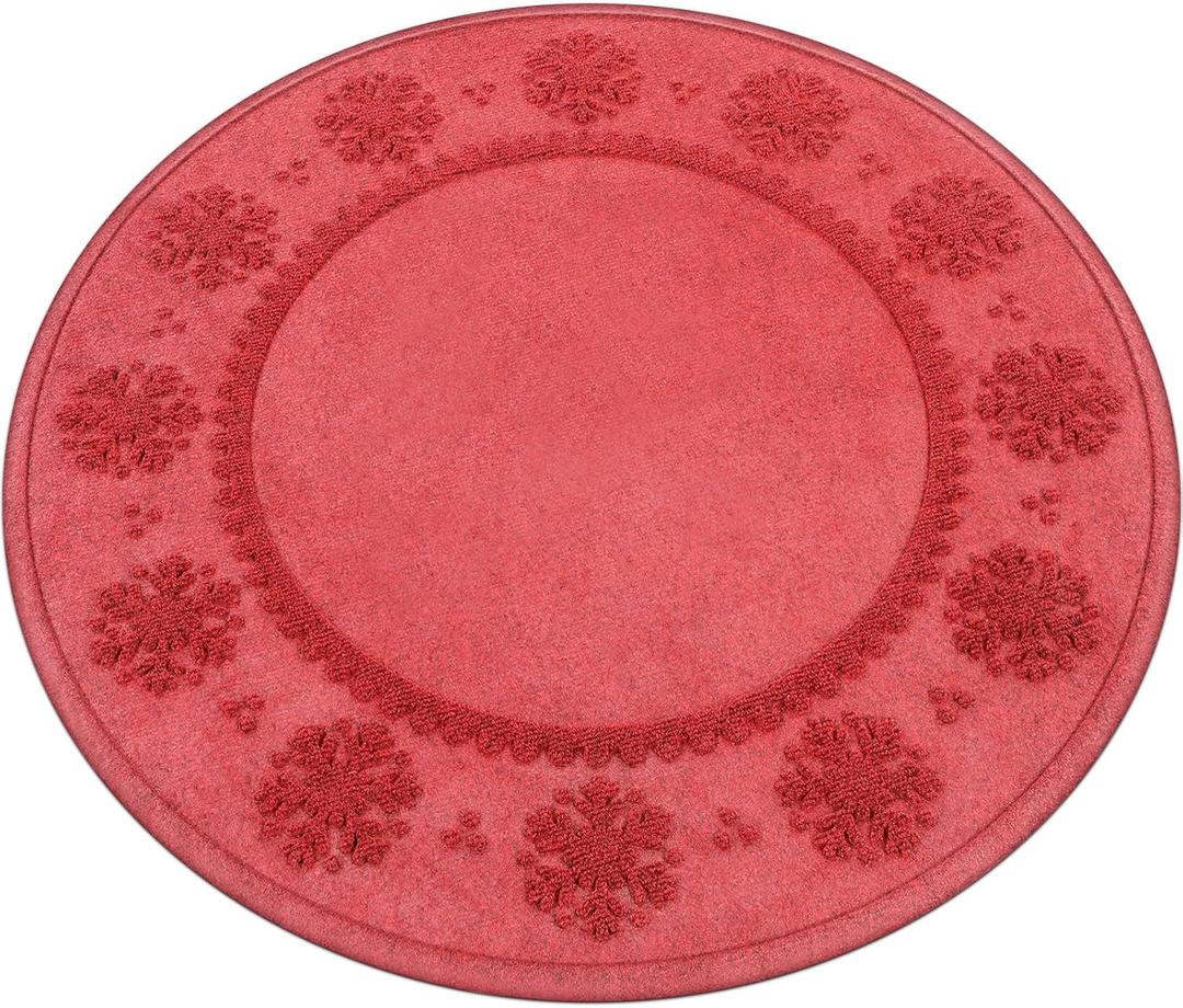 Christmas Tree Mat 35" Christmas Tree Stand Mat with Lip Heavy Duty Christmas Tree Floor Protector Waterproof Christmas Tree Stand Pad from Spills Scratches Xmas Home Decor(Red,Snowflake)