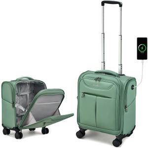 Hanke Underseat Carry On Luggage with Wheels, Lightweight Small Suitcase Airline Approved 16 Inch Softside Personal Item Travel Bag for Women Men, Compact Under Seat Luggage.(Forest Green)