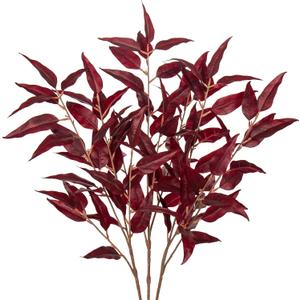 DILATATA 32 inch Red Artificial Eucalyptus Spray Fall Eucalyptus Leaves Fall Foliage Branches Fall Leaves Stems for Home Floral Arrangement Autumn Festival Thanksgiving Decor