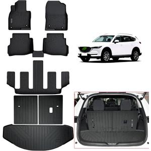 Floor Mats & Cargo Liners for 2016-2022 2023 Mazda CX-9 CX9 (6 Seats-2 Row Bucket Seat)-Only Fit Sport Version,TPE All Weather Protection Floor Liners with Trunk Mat & Backrest Mat