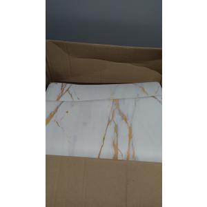 Mrcrypos Gold White Kitchen Rugs Cushioned Anti Fatigue 2 PCS Marble Kitchen Mats PVC Non Slip Waterproof Kitchen Mats for Floor Sink Laundry Office (17" W x 29" L + 17" W x 47" L, White Marble)