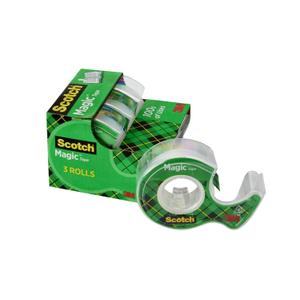 6 x Scotch Magic Tape, 3 Rolls (3/4 in x 300 in), Invisible Matte Finish, Writable, Photo-Safe, Resists Splitting and Tearing  Ideal for Home, Office and School