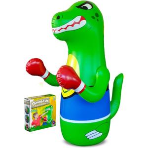 Inflatable Dinosaur Punching Bag for Kids  Bop Bag for Toddlers and Children Ages 3-14  47" Blow Up Toy with Bounce-Back Action  Fill Base with Sand or Water (Green) Inflatable Dinosaur Punching Bag for Kids  Bop Bag for Toddlers and Children Ages 3-14  47" Blow Up Toy with Bounce-Back Action  Fill Base with Sand or Water (Green)