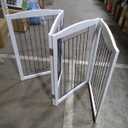 ZJSF Freestanding Foldable Dog Gate - Extra Wide White Puppy Gate for Stairs & Doorways - Tall 4 Panels Wooden Pet Fence