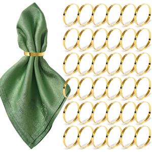 100 Pcs Gold Napkin Rings Bulk, Exquisite Round Napkin Ring Buckles, Suitable for Family Dinners, Weddings, Holiday Parties