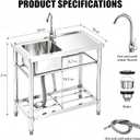 Garvee Stainless Steel Utility Sink, 30" Double Bowl Free Standing Sink with Faucet, Cold & Hot Water Pipe, Storage Shelf and Drain Kit, for Kitchen, Bathroom, Laundry, Garage, 30×16×30 inch