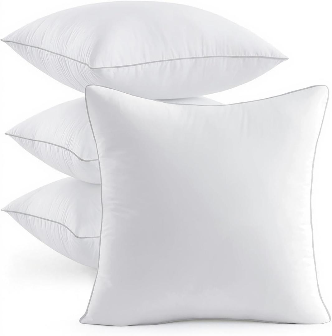 MIULEE 18x18 Pillow Inserts Pack of 4, Throw Pillow Inserts with 100% Cotton Cover, Square Decorative Pillow Inserts for Sofa Bed Couch Bench