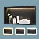 Neohomee Matte Black LED Shower Niche,24"X12" Bathroom Wall Niche,with Dimmable 3-Color COB LED Strip Light Stainless Steel Recessed Wall Cabinet,Waterproof No Tile Need for Shower Storage