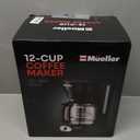 Mueller 12-Cup Drip Coffee Maker - Borosilicate Carafe, Auto-Off, Reusable Filter, Anti-Drip, Keep-Warm Function, Clear Water Level Window Coffee Machine, Kitchen Essentials & Accessories