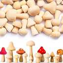 Vicenpal 40 Pcs Unfinished Wooden Mushroom Natural Mini Wood Mushrooms for Arts and Crafts, DIY Projects Ornaments Paint Color Home Desk Bookshelves Decoration