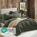 Geniospin Oversized King Comforter Set - 7 Pieces Comforter Oversized King, Soft Solid Bedding Set for All Season, Textured Bed in a Bag with Sheets, Pillowcases & Shams (Dark Green, 120''x98'')