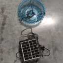 Solar Hanging Bird Bath Fountain - 5 Spray Heads, 16.4FT Cord, 9.4" Blue Bowl with Metal Chain, Solar Powered Bubbler for Outdoor Deck, Patio, Yard, Lawn, Attracts Hummingbirds