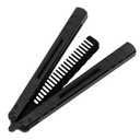 Aluminium Alloy Handle Comb Practice Tools Stainless Steel Comb Head Practice Hair Styling Tools for Sport Outdoor Use (Black)