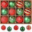 3.15"/80mm Christmas Balls Ornaments, 12Pcs Christmas Tree Decorations, Shatterproof Christmas Hanging Baubles Set with Hooks for X-mas Party Wedding Holiday Decor, Red, Green & Gold