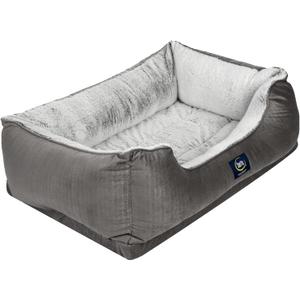 Serta Orthopedic Cuddler Dog Bed for Pets  Slate Gray (Large)