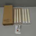 GenSwin Flameless Ivory Taper Candles Flickering with 10-Key Remote, Battery Operated Led Warm 3D Wick Light Window Candles Real Wax Pack of 6, Christmas Home Wedding Decor(0.78 X 9.64 Inch)