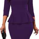 Women's Bodycon Pencil Dress Church Teacher Office Modest Business Wear to Work Sheath Suiting Dresses (Medium, Purple( Dark ))