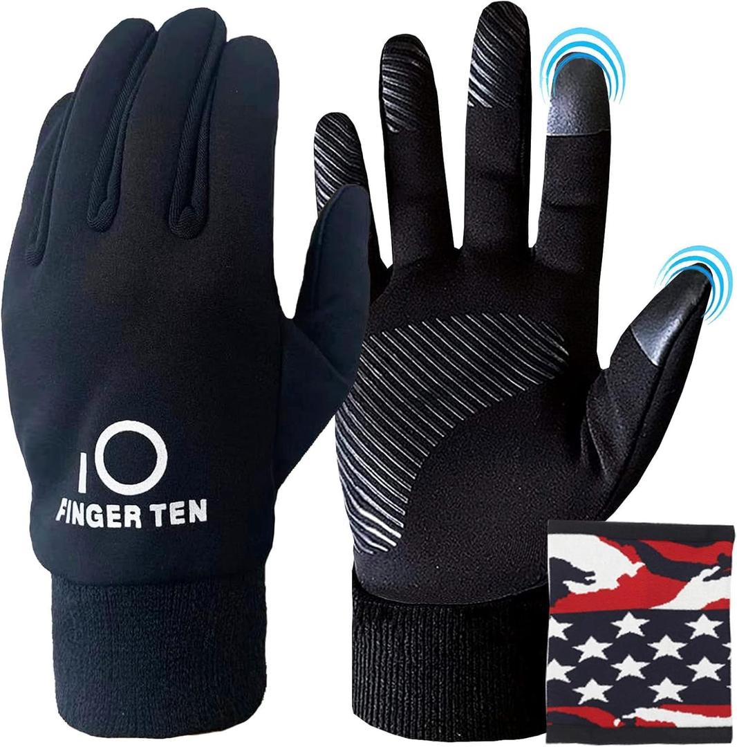 FINGER TEN Kids Winter Gloves Warm Waterproof with Free Neck Warmer Boys Girls Touchscreen for Cold Weather Outdoor Sports, M