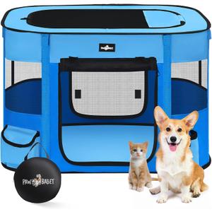Paw Ballet 
Dog Playpen, Foldable Cat Playpen with Carrying Case, Exercise Dog Playpen Kennel Tent Crate Cage with Removable Zipper Shade Cover for Kitten Puppy Outdoor Indoor Use, S 