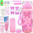 ASIOWELY Decorate Your Own Water Bottle Kits for Girls Age 4-6-8-10, Pink Bow Pattern Diamond Painting Art and Crafts for Boys Age 4-12, Fun Gifts Toys for Kids School Birthday Valentine's Day
