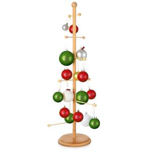 Cinnvoice Christmas Tree Ornament Stand Holder with Arms Wooden Christmas Hanger Pretzel Sausage Rack for Counter Top Ornament Display Desktop Tree Holiday Party(29.53 Inch)