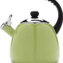 Farberware Dome Tea Kettle, Whistling Teapot, Porcelain Enamel on Carbon Steel, BPA-Free, Rust-Proof, Cool Handle, 3 qt, 12 Cup Capacity, Granny Apple