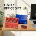 Flame-Shaped Pencil Holder (Includes 3 Flame-Themed Mini Figurines) Fun Office Desk Decor Accessory Gift for Teachers and Children (Green and light blue)