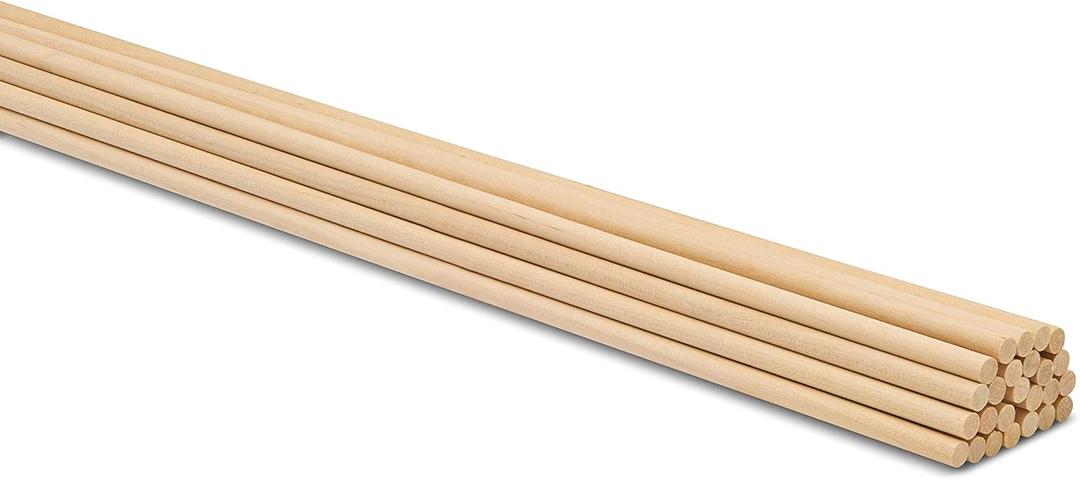 Wooden Dowel Rod, 3/16 Inch x 24 Inch Wood Dowels, Pack of 25 Wooden Dowels for Crafts, Unfinished Hardwood Wooden Dowels Rods, Strong Wood Rod Dowels for Crafting and DIYers