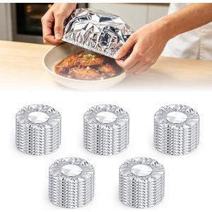 50pcs Reusable Aluminum Foil Food Cover,Food Fresh Keeping Bags,Elastic Aluminium foil Thickened Bowl Lids,Continuous Warmth,Heat-Insulating for Home Kitchen Meal Prep,Baking,and Food Storage