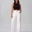 roswear Women's Wide Leg Jeans Casual High Waisted Stretch Baggy Loose Denim Pants (White, M)