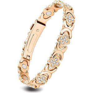 Feraco Pure Copper Bracelets for Women, Ultra Strength Magnetic Therapy Bracelet for Pain Relief with Neodymium Magnets & Sparkling Cubic Zirconia, Adjustable, Infinite Clover Jewelry
