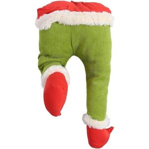 Garneck Christmas Elf Legs Tree Topper: Pose-Able Plush Stuffed Elf Feet Body Garland Ornaments Green Stole Xmas Tree Holiday Party Indoor Outdoor Decoration