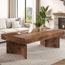 LVB 47" Rectangle Coffee Table, Rustic Brown Wood Grain Living Room Table