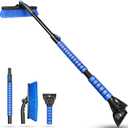 SEAAES 44 Inch Ice Scraper and Snow Brush for Car Windshield, Extendable Snow Removal Brush with Foam Grip for Truck SUV Vehicle Window - Blue