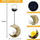Solar Garden Hanging Moon Lights Outdoor Decor,Metal Lanterns Art Decorations for Outside Yard Lawn Patio Wall Fences Driveway Trail,Unique Housewarming Gardening Gifts for Women Mom