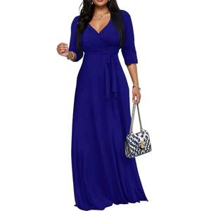 Maxi Dresses for Women Long Dress Casual V-Neck Loose Prom Dresses with Pockets All Seasons 2XL