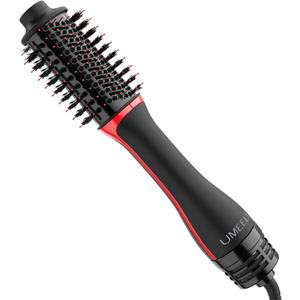 Plus 2.0 Hair Dryer Brush Blow Dryer Brush in One, 2'' Oval Brush Head Hot Air Brush Styler & Volumizer with Ionic Technology, NTC Smart Temp Control for Smooth, Frizz-Free, Shiny Hair (Black/Red)
