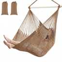 Barydat 2 Pcs Hanging Hammock Chair Boho Swing Chair Outdoor Indoor Comfy Soft Cotton Rope Weaving with 40 Inch Detachable Metal Bars for Backyard Living Room Garden, 270lb Capacity(Brown)