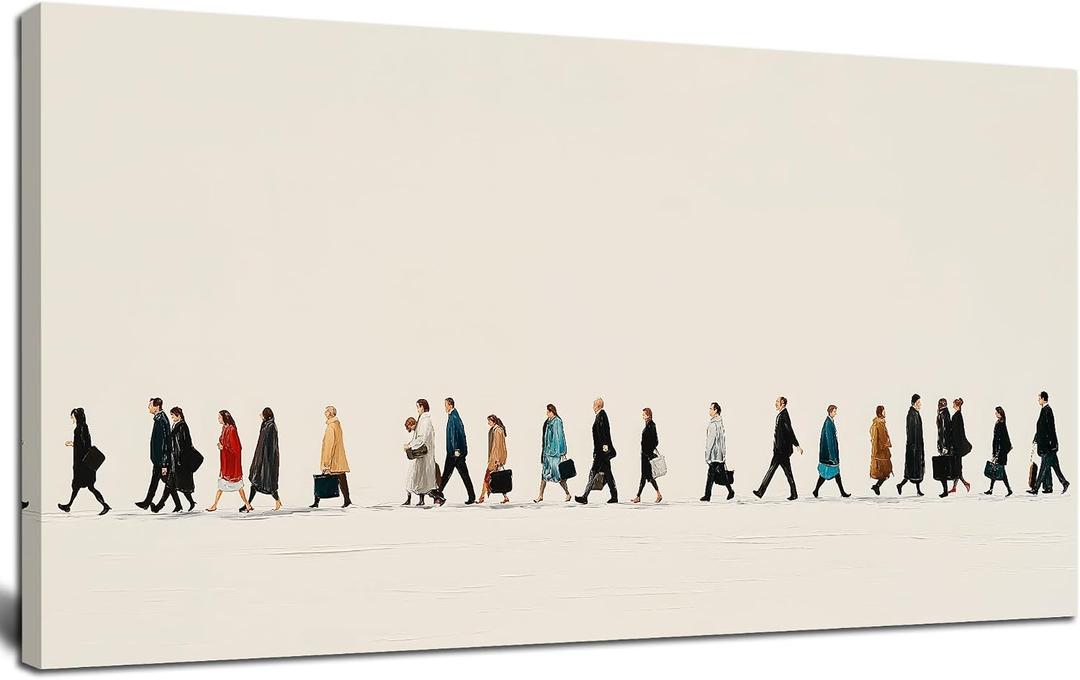 Neutral Canvas Wall Art for Living Room Beige Abstract Artwork 20x40 In, 20L" x 40W"