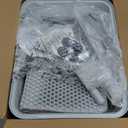 Stainless Steel Cat Litter Box, Odor Free Metal Litter Box with High Sides Lid, Open Top Low Entry Litter Pan Include Scoop Easy Cleaning Anti-Scratch Kitty Cat Box Anti-Urine Leakage, Non-Sticky (Small, Light Grey(17.5 in))