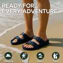 Trailvia Comfortable Footbed Sandals for Men & Women  Adjustable Buckle & Arch Support, Waterproof Summer Slides for Outdoor, Beach & Everyday Adventures (Navy)