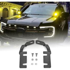 Ditch Light Brackets Hood Hinges Mount Bracket Kit LED Pod Light Work Light Compatible with Ford Ranger 2018 2019 2020 2021 2022