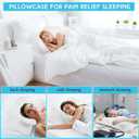 Hahafelt Cooling Cervical Neck Pillowcase Cover (Only Pillow Case) Ergonomic Pillowcase with Zipper Breathable Contour Pillow Cover for Side Back Stomach Sleepers(White,Standard Size)