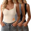 3 Pack Women's Thermal Tank Tops Sleeveless Cotton Underwear Top Sweetheart Neck Ribbed Undershirts Base Layer Vest (X-Large, Black, Gray, Apricot)