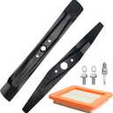 72511-VR8-M00&72531-VR8-M00 Mulching Blades Kit Compatible with Hon-da HRN216VKA HRN216PKA 21" Microcut Twin Blade Kit with Air Filter 17211-Z8B-901,Spark Plug,Bolts and Spacer